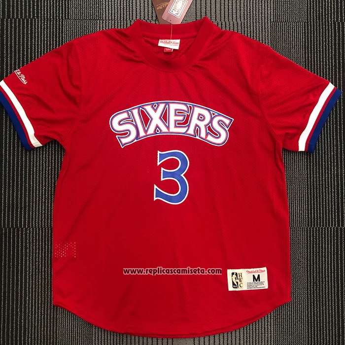 Camiseta Manga Corta Philadelphia 76ers Allen Iverson #3 Rojo